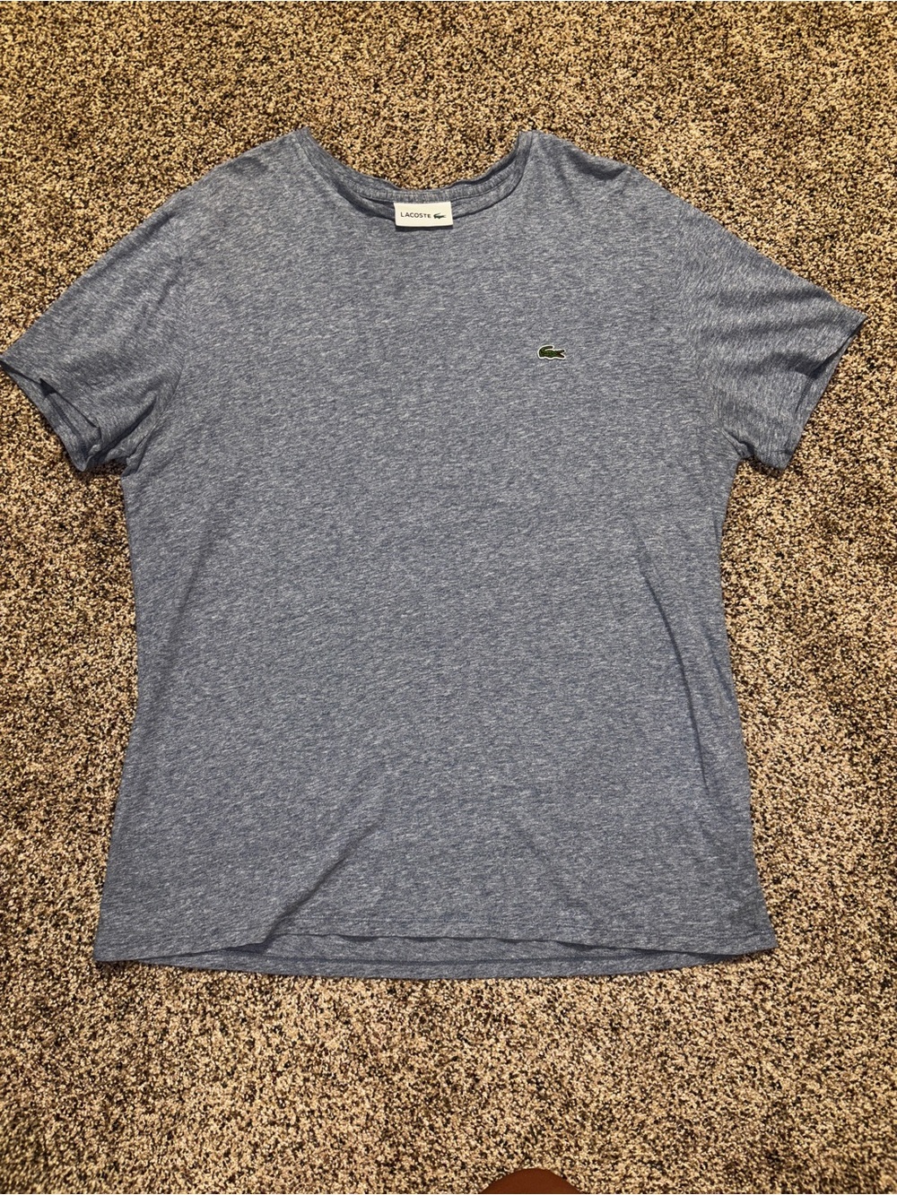 Lacoste Men's Heather Blue Crew Neck T-Shirt US Large Iconic Logo 100% Pima